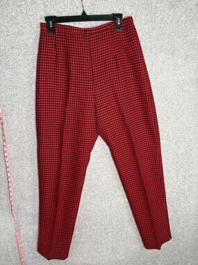 Vintage 90s Pine Cove Houndstooth Pants 10 Red Black Retro